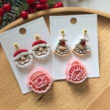 Santa Claus Head Polymer Clay Cutter, Cartoon Santa Face Clay Cutter, DIY Handmade Earring Pendant Brooch Making Tool, Compatible With Polymer Clay, 3D Printed, Clean Cut, Handmade Jewelry Floral DIY Craft Accessories, - Santa Claus - View 11