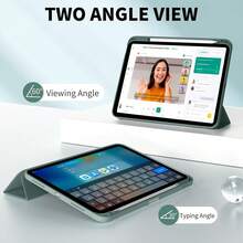 適用於 iPad A16 11代/10代 11吋 2025/10.9吋 2022 保護殼，附筆槽，海軍藍，透明背蓋，軟 TPU 防撞邊框，自動喚醒/睡眠 - 暗夜綠 - 查看 4