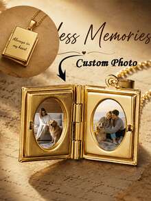 1pc Personalized Photo Necklace, Customized Picture Necklace, Mother Necklace, Memorial Necklace, Family Photo Gift, Birthday Gift For Her, Christmas Gift - Multicolor - View 1