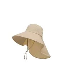 1pc Women's Wide Brim Neck Protection Sun Hat, Summer Outdoor Hiking Cycling Open Top Hat With Ponytail Hole - Ponytail Shawl Hat - View 5