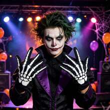 1/2/3 Pairs Halloween Black Skeleton Pattern Gloves, Suitable For Halloween And Costume Parties. - A - View 3