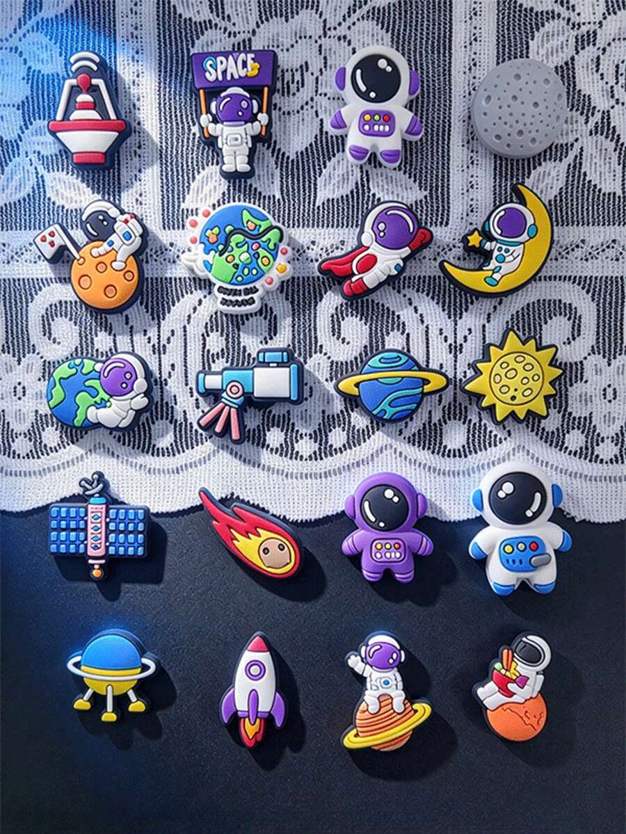 20PCS Alien Galaxy Themed Shoe Charms, Galaxy Pattern Collection, Personalized Shoe Decorations - Multicolor - View 1