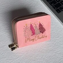 Christmas Fashion Print Card Holder Lightweight Fashionable Wallet Suitable For Daily Use For Women Double Zipper Mini Wallet Purse Wallet Card Wallet - Multicolor - View 9