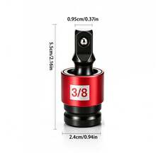 DAIEN Molybdenum Steel Electric Wrench Universal Joint Adapter, Red Aluminum Alloy Protective Shell, 360° Universal Rotation, Rotating Spring Buffer Anti-Detachment, Electric Impact Wrench Ratchet Wrench Bent Bar, Automotive Repair Machine Repair Socket Universal Joint - Red Aluminum Ring Sleeve - View 9