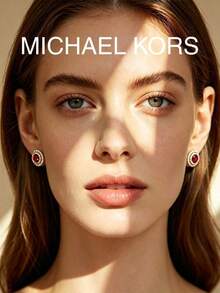 Michael Kors Rose Gold Plated Ruby Stud Earrings Nano Gemstone Elegant Style For Women Suitable For Wedding, Party And Daily Wear - Rose Gold - View 4