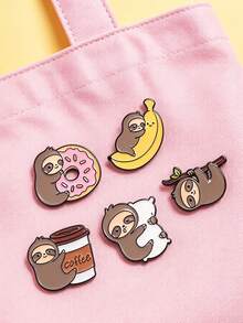 1 Pc/5pcs Cute Assorted Sloth Pattern Brooch, Fashion Clothing Accessory Badge, Bag Lapel Pin, Gift For Friends - Multicolor - View 3