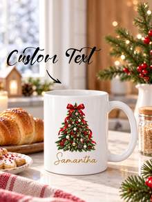 Personalized Christmas Tree Mug, Customized Name Holiday Drinkware - Ceramic Cup | Holiday Winter Gift - Multicolor - View 2