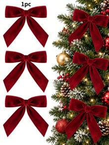 18/9/1pc Christmas Bows, Pre-Tied Bowknot Ornaments For Xmas Tree Wreath Garland Gift Wrapping, Holiday Home Fireplace Decor - Velvet Bow - View 15