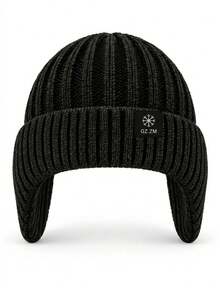 Mũ len dệt unisex lót nỉ có che tai, mũ beanie mùa đông gân dày, mũ skull cap xắn gấu chống gió giữ ấm, phù hợp cho thể thao ngoài trời - Nhiều màu - Xem 8