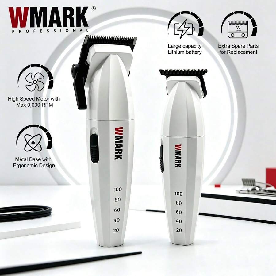 WMARK 專業電動理髮剪套組 9000 RPM 可調式理髮器 無線理髮機 理髮店沙龍用 NG-8632 KIT