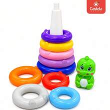 Brinquedo Torre De Empilhar 9 Anéis Empilháveis Brinquedo Infantil Educativo Castela - Multicolorido - Visão 10