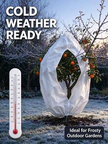 Plant Winter Frost Protection Cover, Tree Anti-Freeze Insulation Bag, Reusable Shrub Frost Protection Cloth, Drawstring Potted Plant Anti-Freeze Sleeve, Breathable Non-Woven Fabric Material, Windproof And Cold-Resistant, Suitable For Garden Shrubs, Fruit Trees, Outdoor Potted Plants, Winter Protection For Green Plants From Frost Damage, UV-Resistant, Garden Nursery Overwintering Insulation Protection Cover - White - View 8