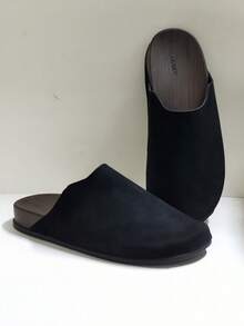 男士四季休閒居家拖鞋，百搭平底包頭涼鞋 - 黑色 - 查看 3