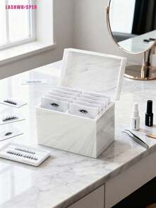 JIEMOREWOO Acrylic False Eyelash Storage Box 5/10 Layers | Marble Pattern Eyelash Storage & Display Box | False Eyelash Extension Tray & Glue Mixing Palette Holder - Multicolor - View 24
