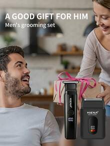 HIENA Men's Home Hair Clipper & Shaver Electric Set, Suitable For Styling, Hair Cutting, Facial Shaving, USB Fast Charging, LED Display, Comes With 4 Limit Combs, Easy For Beginners To Use, Ideal Home Gift (Buy 2pcs Hair Clipper Set Get Manual Razor Free) - Black - View 9