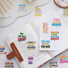 50pcs Colorful English Inspirational Short Sentences PET Graffiti Stickers Suitable For Decorative Phone Cases Cup Guitar Creative Reward Gift Decal - one-size - View 7