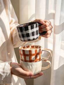 Mug Coffee Cup Water Cup Tea Cup Couple Style Hand-Painted Cartoon Cat Cute Adorable Drinking Latte Art Coffee Milk Cup - Multicolor - View 1
