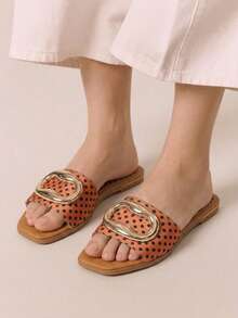 Women Flat Sandals - Burnt Orange - View 2