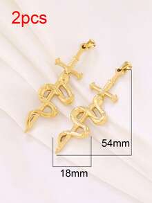 2pcs Stainless Steel Sword Pendant Findings High Quality 18K Gold Plated Snake Sword Charms For DIY Jewelry Making Supplies Accessories - Pendants - View 9