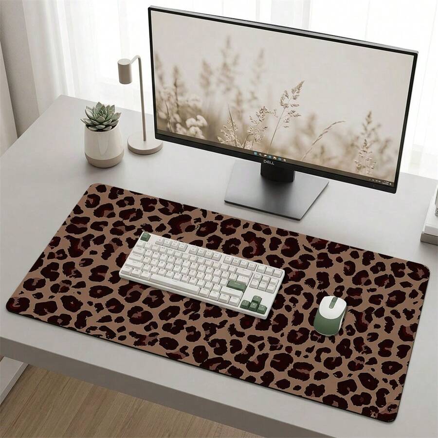 Large Brown Leopard Mouse Pad For Gaming Office Home Desk Mat Rubber Base PC Laptop Study Desk Mat Computer Keyboard Pad Non Slip Smooth Surface Office Home Gaming Desk Accessories - View 1