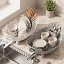 Plastic Countertop Dish Drying Rack With Drain Spout, Sink Side Utensil Drainer, Detachable Knife And Fork Storage Box, Large Capacity Bowl Plate Cup Kitchen Storage Rack, Kitchen Dish Drying Rack, Bowl And Plate Storage Rack, Drain Spout Bowl Rack, Countertop Utensil Storage Rack, Sink Side Draining Basket, Cup And Bowl Drying Rack - View 7