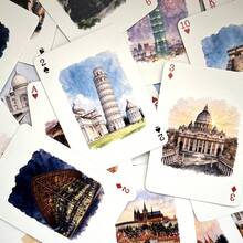 1 Set 54pcs Architecture Playing Cards With World Landmarks Illustrations, Collectible Art Gift For Halloween, Thanksgiving, Christmas, New Year Card Game - Multicolor - View 7