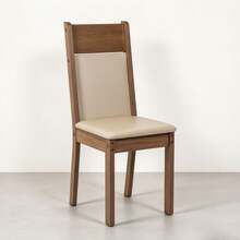 Madesa Kit con 4 Sillas de Comedor, Madera de Ingeniería, Asiento Tapizado de Sintético, Estructura Marrón con Respaldo Crema, 98 x 40 x 49 - Marrón - Ver 1