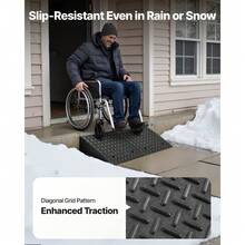 Driveway Curb Ramp, 3.175 Tons Load Capacity, 17.8 Cm Rise Height Heavy Duty Curbside Bridge Ramp With Drainage Tank For Wheelchairs, Strollers, Motorcycles, Cars, Lawn Mowers & Trailers, 2 Pack - 3.175 Tons - View 6