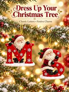 Christmas Tree Shaped Santa Claus Enamel Pendant - A-Z Letter Style - Ideal Decoration For Christmas, Valentine's Day And Thanksgiving | Multi-Functional Keychain And Backpack Charm, No Battery Required, 2D Flat Design, Suitable For All Seasons - Multicolor - View 6
