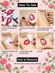 Rose Vine Temporary Tattoos For Women, Waterproof Floral Tattoo Stickers, Long-Lasting Botanical Body Art For Neck, Collarbone, Shoulder, Chest, Arm, Leg, Party, Festival & Summer Style - Multicolor - View 10