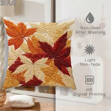 1pc Autumn Maple Leaf Pillowcase, 2D Flat Print, Not Real 3D Embroidery, Orange Yellow Fallen Leaves Seasonal Comfortable Decorative Pillowcase, Single-Sided Print, Suitable For Living Room Bedroom Sofa Bed Decoration, Home Decor, Pillow Insert Not Included - Multicolor - View 10