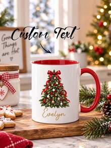 Personalized Christmas Tree Mug, Customized Name Holiday Drinkware - Ceramic Cup | Holiday Winter Gift - Multicolor - View 1