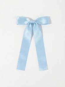 4件/1件女性用藍色蝴蝶結髮夾，緞面格紋長緞帶蝴蝶結髮飾，適合秋季萬聖節派對與日常造型髮飾 - 淺藍色 - 查看 6