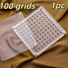 2/1pc 64-Grid/100-Grid Acrylic Nail Rhinestone Storage Box, Double-Sided Round & Square Display Box, Magnetic Nail Accessory Organizer Tool Empty Box, Rhinestones Not Included - Clear - View 12