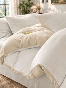 2/3pcs Velvet Solid Duvet Cover Set, Bedding, Solid Color Bedding Set, Cozy Room Decor, Soft & Warm, Skin-Friendly, Solid Color Series, Easy Care & Durable, Suitable For Autumn/Winter Guest Room And Bedroom, Fits Various Bed Sizes (Includes 1 Duvet Cover And 1/2 Pillowcases, Excludes Comforter), Home Textile, Bedding Gift, Machine Washable - Multicolor - View 1