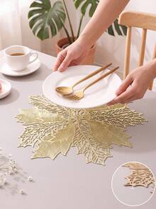 1-12pcs Christmas PVC Placemats, Waterproof Heat-Resistant Non-Slip Table Mats, Wipeable Easy-To-Clean Holiday Decorative Placemats, Suitable For Dining Table Kitchen Christmas Party - Multicolor - View 2