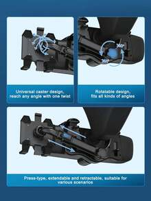 1pc Black Anti-Shake Clip-On Car Rearview Mirror Phone Holder, 360°Rotatable Retractable Universal Cell Phone Mount For GPS Navigation, Car Interior Accessories - A - View 6