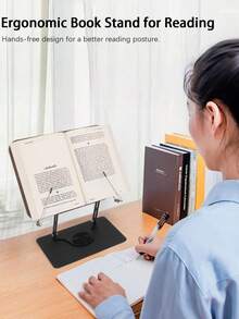 Book Stand With Adjustable Height And Angle, 360-Degree Rotating Base, Foldable And Portable, Lightweight Design Suitable For Offices, Kitchens, School Textbooks, Cookbooks, Magazines, Tablets, Etc. - Multicolor - View 3