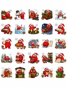 50Pcs Funny Christmas Monster Stickers, Xmas Holiday Assorted Scene Stickers, Waterproof Decor Stickers For Laptop, Water Bottle, Suitcase, Journal & Back‑To‑School Xmas Craft Projects - Multicolor - View 7