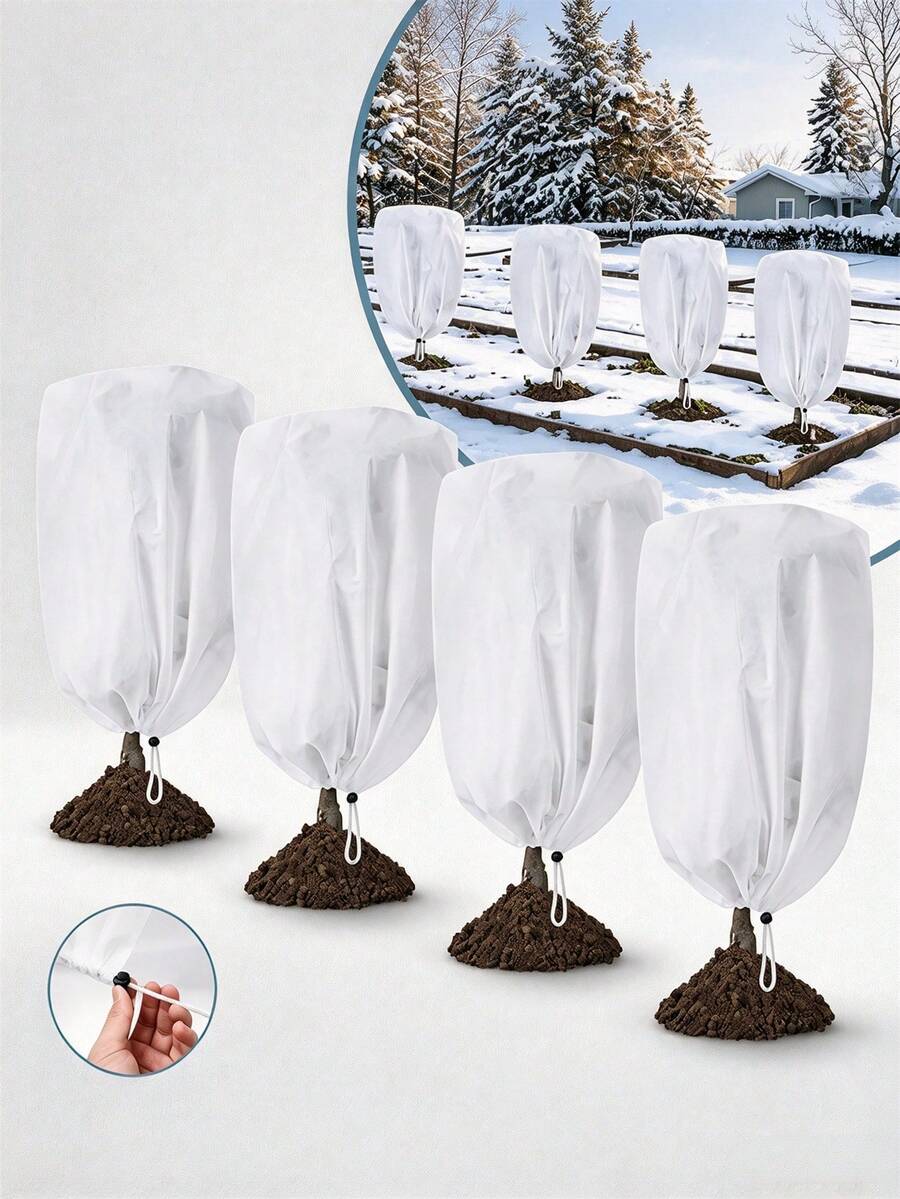 Anti-Freeze Cover, 60 X 80cm, Reusable With Drawstring, Suitable For Winter Plants And Cold Weather Gel Clothing, Garden Plants, Winter Plant Anti-Freeze Cover Non-Woven Fabric Drawstring Cold-Proof Insulation Bag Tree Shrub Potted Plant Wind-Proof Anti-Freeze Protection Cover Reusable Gardening Winter Cover - Multiple Styles - View 1