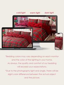 2/3pcs Red Plaid Print Duvet Cover Set (1 Duvet Cover + 1/2 Pillowcases, Duvet Insert Not Included), Fashion Decorative Bedding, Bedroom Dorm Essential - Multicolor - View 9