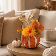 1PC Artificial Pumpkin Potted Plant, Christmas Thanksgiving Valentine's Day Autumn Harvest Decorative Potted Plant, Home Desktop Decor Potted Plant. - Pumpkin Style - View 6