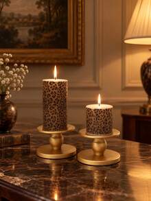 3/1pc European Style Leopard Print Pillar Candles, 1.97 Inch Diameter, Set Combination, Suitable For Home Decor, Cabinet Decor, Holiday Party, Birthday Gift, Photography Props, Women's Gift - Multiple Styles - View 4