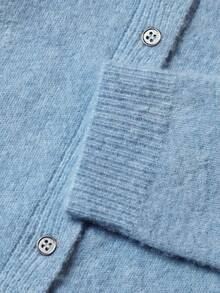 Aflion Women's Fall Winter Light Blue Crew Neck Knit Cardigan ...