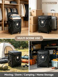 Foldable Storage Bag, Detachable 5-Wheel Design, 3-In-1 Carrying/Pulling/Hand-Carry Mode, Large Capacity Wear-Resistant Fabric, Compact Size After Storage. Suitable For Shopping, Moving, Travel, Camping And More Scenarios, Detachable Wheels Quickly Transform Into Regular Handbag, Multi-Functional And Convenient - Multicolor - View 4