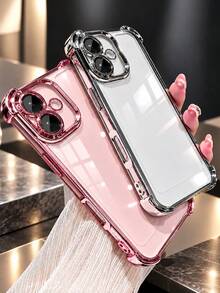 MewTrek 奢華電鍍透明手機殼，新款時尚矽膠防震保護軟殼，適用於 iPhone、Galaxy、Honor Reno，男女通用，2026 - 粉色 - 查看 8