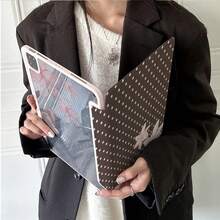 1件裝花卉波點三折智能保護殼，兼容 iPad，粉色百合圖案，具備自動休眠/喚醒功能與支架，可折疊多角度觀看，適用工作與娛樂，附筆槽保護殼，兼容 iPad Pro 2024/Air M3/A16 2025、小米、三星、華為 MatePad - 彩色 - 查看 3