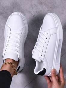 LIVEST Women's Athletic Sports Shoes, Lightweight White Sneakers, Walking Shoes With Soft Sole - White - View 8