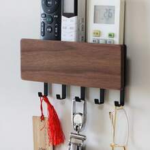Wooden Wall Mounted Storage Rack, Minimalist Creative Magnetic Storage Box & Key Wall Hooks, Wood Hanging Hook Organizer, For Entryway Hallway, Men Women, Sundries Hanger, Home Decor Wall Storage Holder - Multicolor - View 7