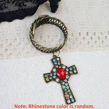 1pc Rhinestone Cross Ornament With Metal Spring Chain Curtain Tiebacks Curtain Holder Curtain Holdback For Home Outdoor Bedroom Office Apartment Decor - one-size - View 13